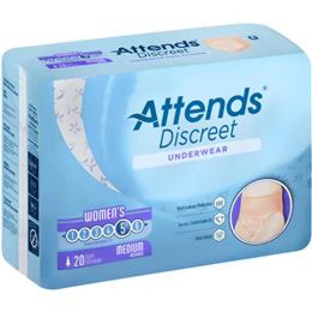 Image for product - ADUF20 - Attends Discreet Underwear, M, Female, 20 count (x4) Image for product - ADUF20 - Attends Discreet Underwear, M, Female, 20 count (x4)