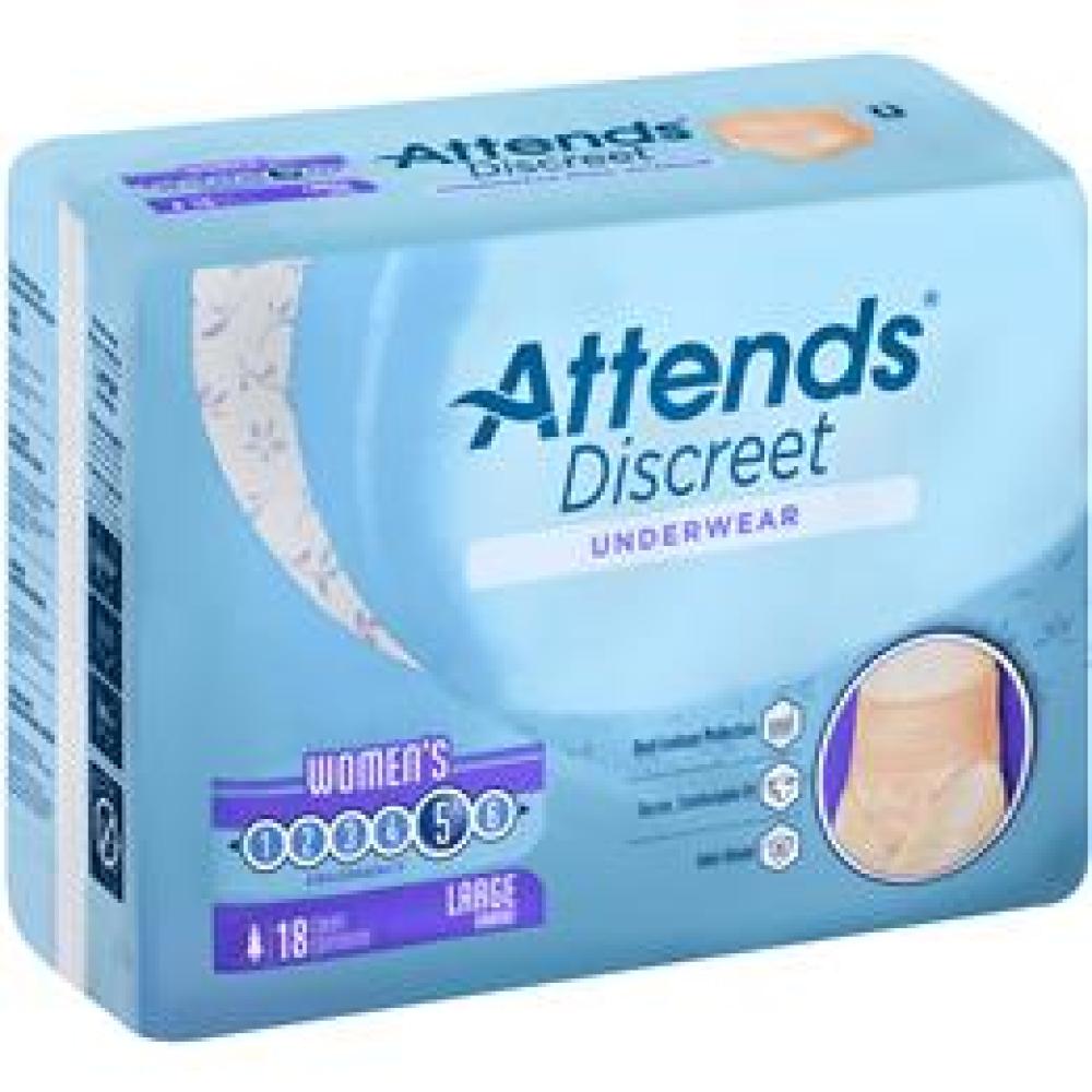 Image for product - ADUF30 - Attends Discreet Underwear, L, Female, 18 count (x4) Image for product - ADUF30 - Attends Discreet Underwear, L, Female, 18 count (x4)