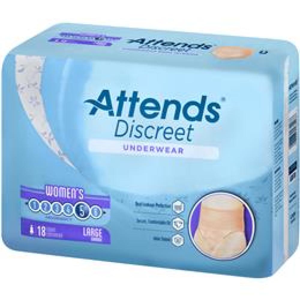 Image for product - ADUF30 - Attends Discreet Underwear, L, Female, 18 count (x4) Image for product - ADUF30 - Attends Discreet Underwear, L, Female, 18 count (x4)