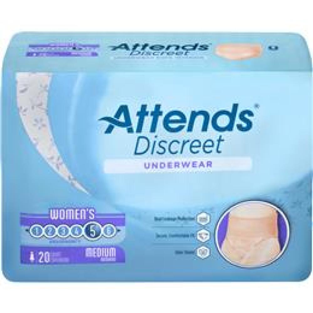 Image for product - ADUF20 - Attends Discreet Underwear, M, Female, 20 count (x4)