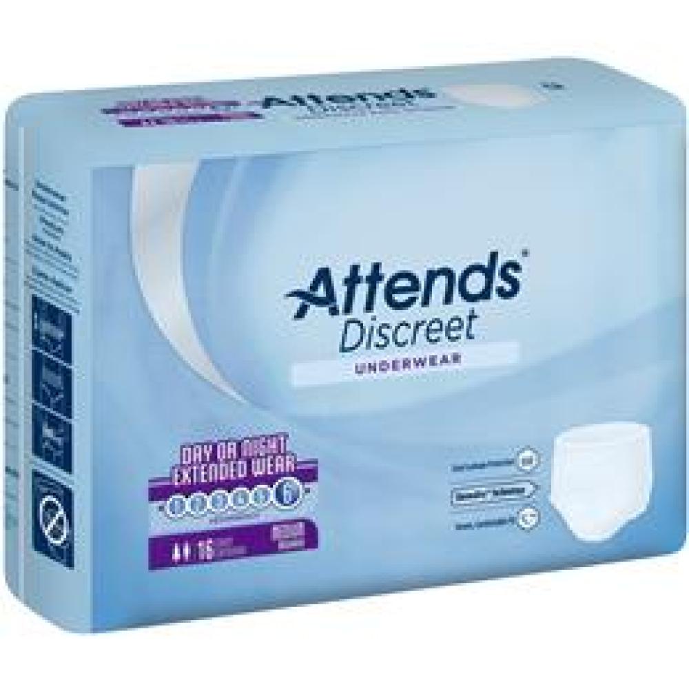 Image for product - APPNT20 - Attends Discreet Underwear Day/Night Extended Wear, Classic Fit, Medium, 16 count (x4)
