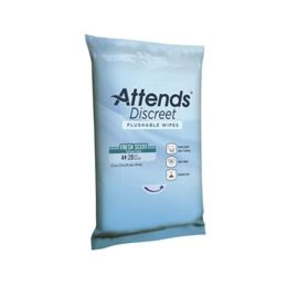 Image for product - ADFW20 - Attends Discreet Flushable Wipes, 20 count (x24)