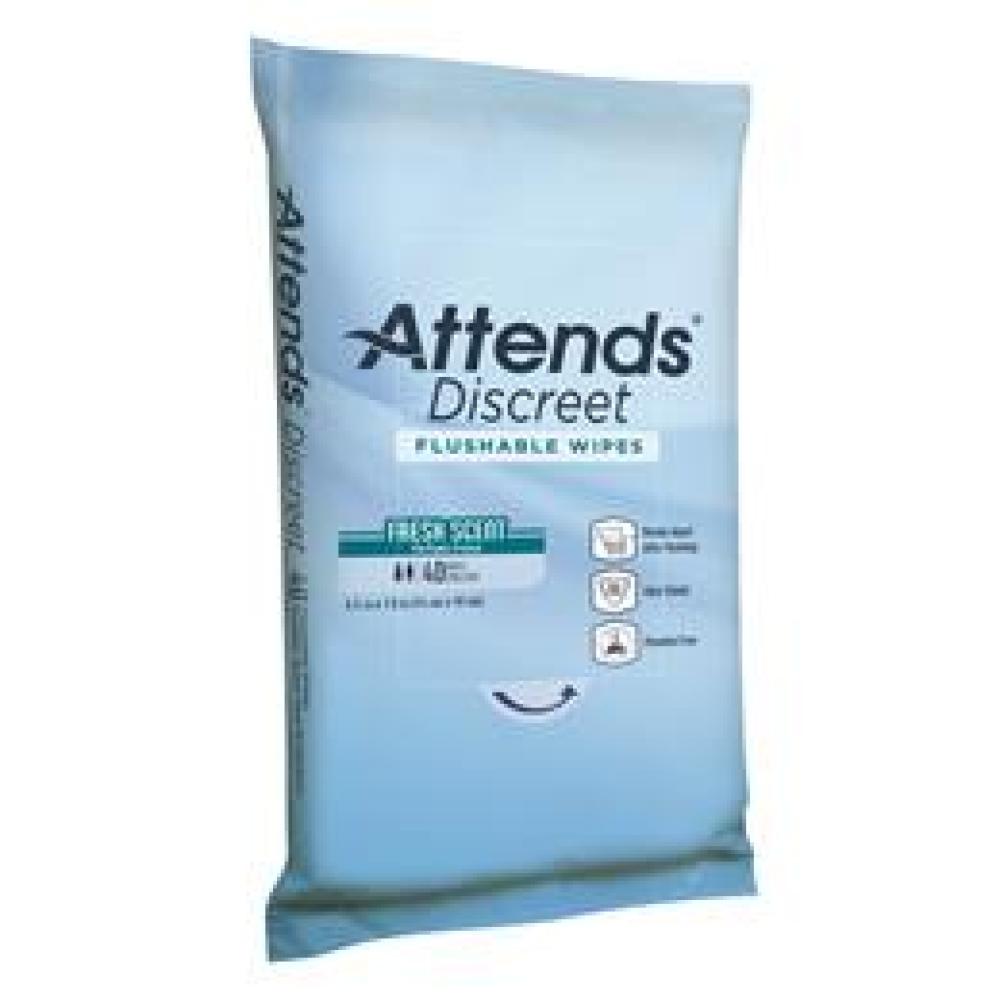 Image for product - ADFW40 - Attends Discreet Flushable Wipes, 40 count (x12)