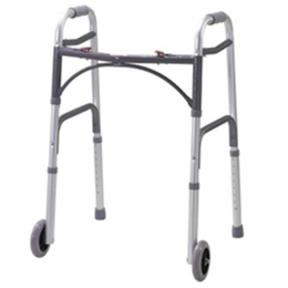 Image for product - Deluxe Folding Walker, Two Button with Wheels