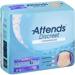 Image for product - ADUF40 - Attends Discreet Underwear, XL, Female, 16 count (x4)