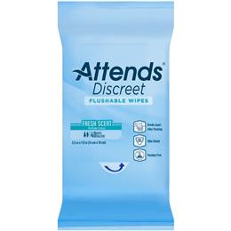 Image for product - ADFW40 - Attends Discreet Flushable Wipes, 40 count (x12) thumbnail