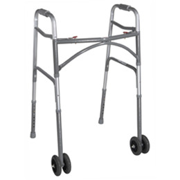 Image for product - Bariatric Aluminum Folding Walker, Two Button with Heavy-Duty Wheels thumbnail