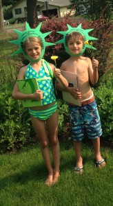 Summer reading made more fun while wearing swim suits and crowns!